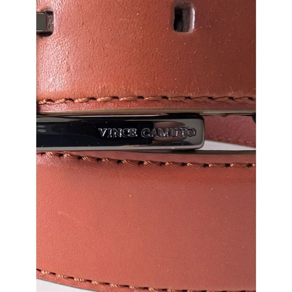 Vince Camuto Belt Men Large Brown Genuine Leather Studded Buckle